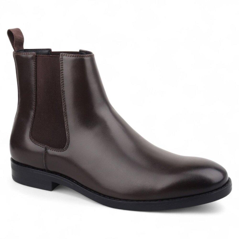 Alfani Mens Brown Heel Pull-Tab Goring Cushioned Luka 2 Round Toe Block Heel Dre